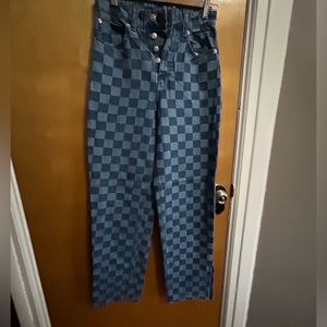 H&M high waisted check board print jeans